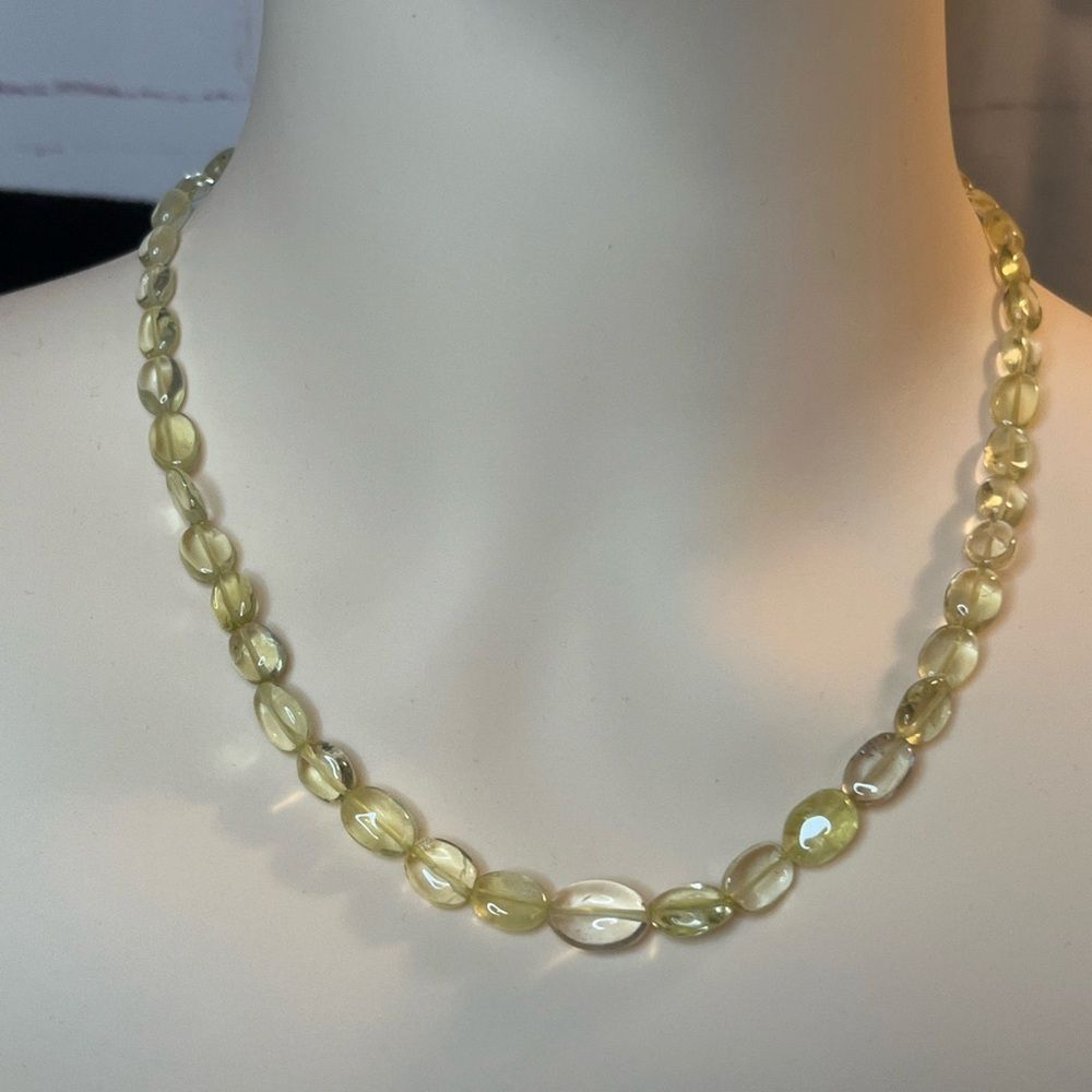Beaded Lemon Quartz Necklace In Stainless Steel 85ctw 18”